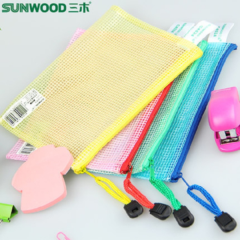 三木(SUNWOOD) PVC 票据式 颜色随机 网格拉链袋 C4523 (个)