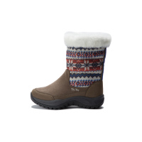 羽绒牛皮防水 女款棕色雪地靴 温暖裹足