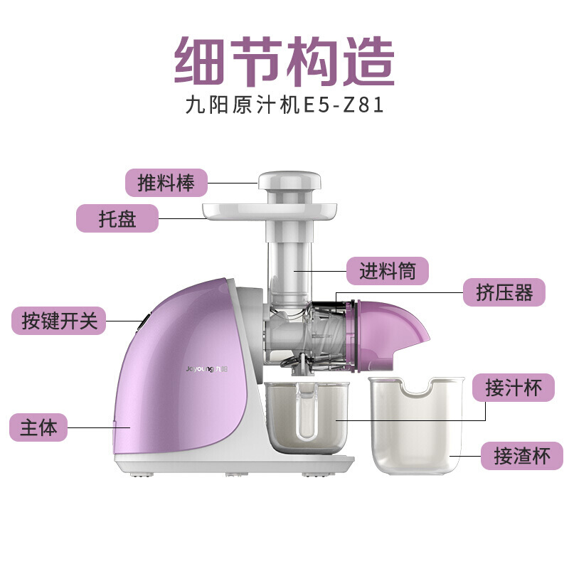 九阳(Joyoung)Z5-E81原汁机 榨汁机家用卧式自动果汁机 全新升级款 螺旋挤压技术 高性能配置高清大图