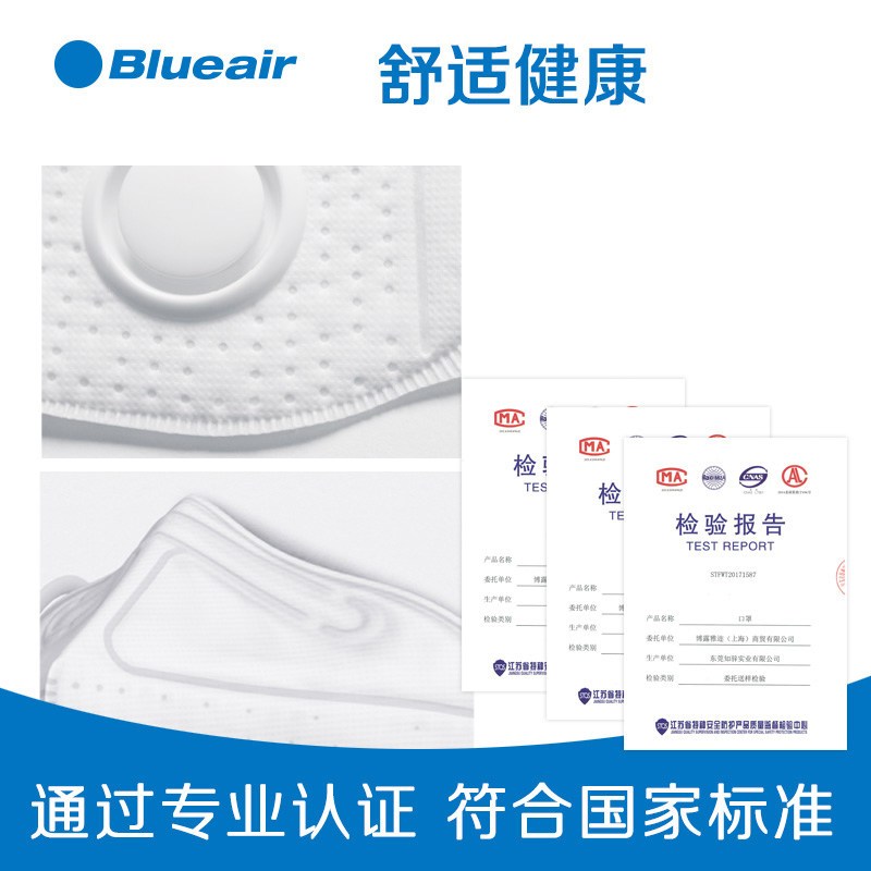 布鲁雅尔(blueair)口罩 M码10只装 防尘透气防雾霾PM2.5