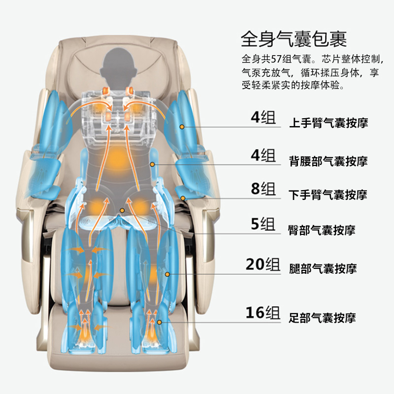 艾力斯特(iRest)按摩椅 A86家用 太空舱按摩椅智能操控 音乐记忆功能 敲击指压揉捏按摩加热智能零重力腿部按摩器