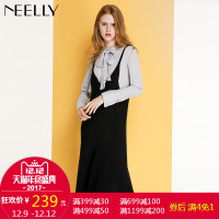Neelly/纳俪2017冬季新款中长款吊带裙针织连衣裙_1