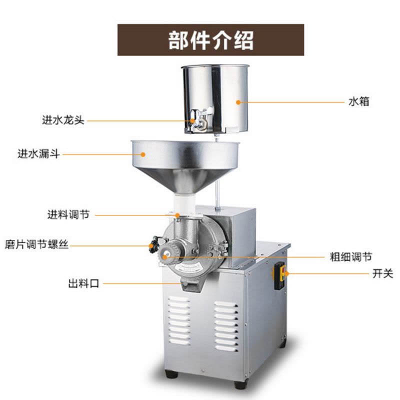 乐创(lecon)Y180 商用磨米浆机 肠粉米浆机干湿两用 石磨机台式图片