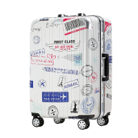 派瑞瓯时尚铝框箱带钥匙锁17023款静音万向轮拉杆箱 24寸飞机邮票