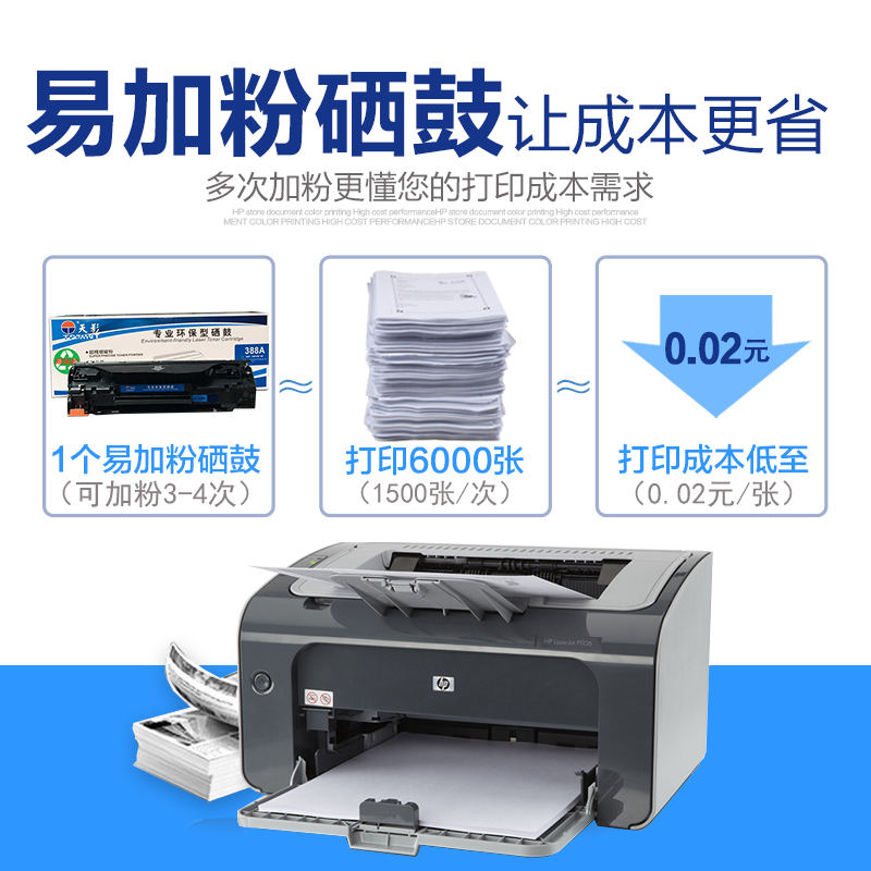 惠普(HP)LaserJet Pro P1106黑白激光打印机 A4打印 YZ