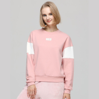 DV全棉双面磨毛加厚保暖女家居服卫衣睡衣长袖D1922D214B胭脂粉+奶白