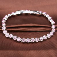 Swarovski施华洛世奇粉色网球闪亮水晶手链1179711