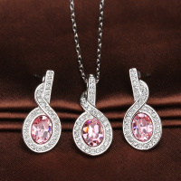 Swarovski施华洛世奇粉色音符项链耳钉水晶套装1179736