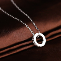 Swarovski施华洛世奇银色水晶镶钻镂空幸运圆环水晶项链1121082