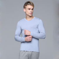 DV莫代尔双侧线休闲男士保暖打底长袖秋衣D1921D055NB浅雅灰