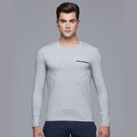 DV长绒棉贴袋男士保暖秋衣长袖T恤D1921D002NB浅花灰