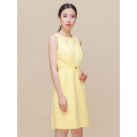 长城(Great Wall)2018女装新品圆领无袖经典款连衣裙