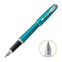 派克PARKER 钢笔 新款都市孔雀蓝白夹墨水笔 学生商务办公文具用品 可吸墨可替换墨囊0.5mm金属不锈钢F笔尖