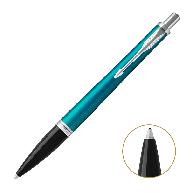 派克(PARKER)新品都市孔雀蓝白夹原子笔