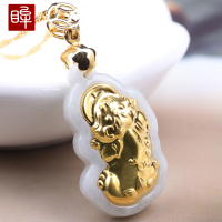 印象眸 金镶玉翡翠貔貅吊坠 A货翡翠挂件