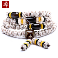 星月菩提108颗玛瑙手链男女款 正月菩提玛瑙天珠手串