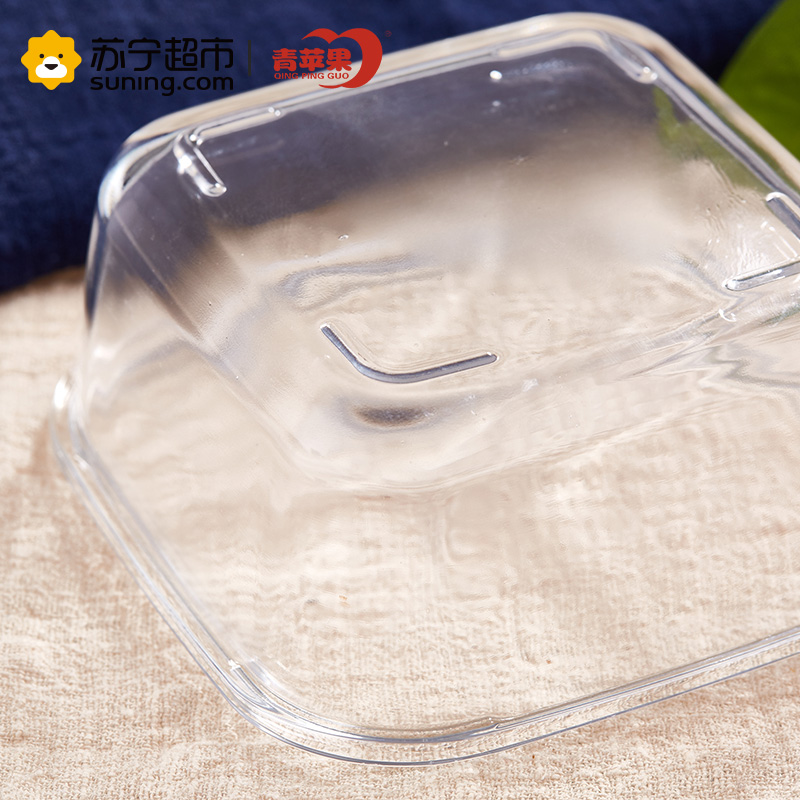 青苹果玻璃保鲜盒长方形大容量耐热便当盒微波炉加热饭盒玻璃碗套装四件套EP02-4-4