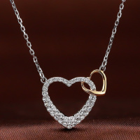 Swarovski施华洛世奇镀白金色心心相印双心水晶项链5156815