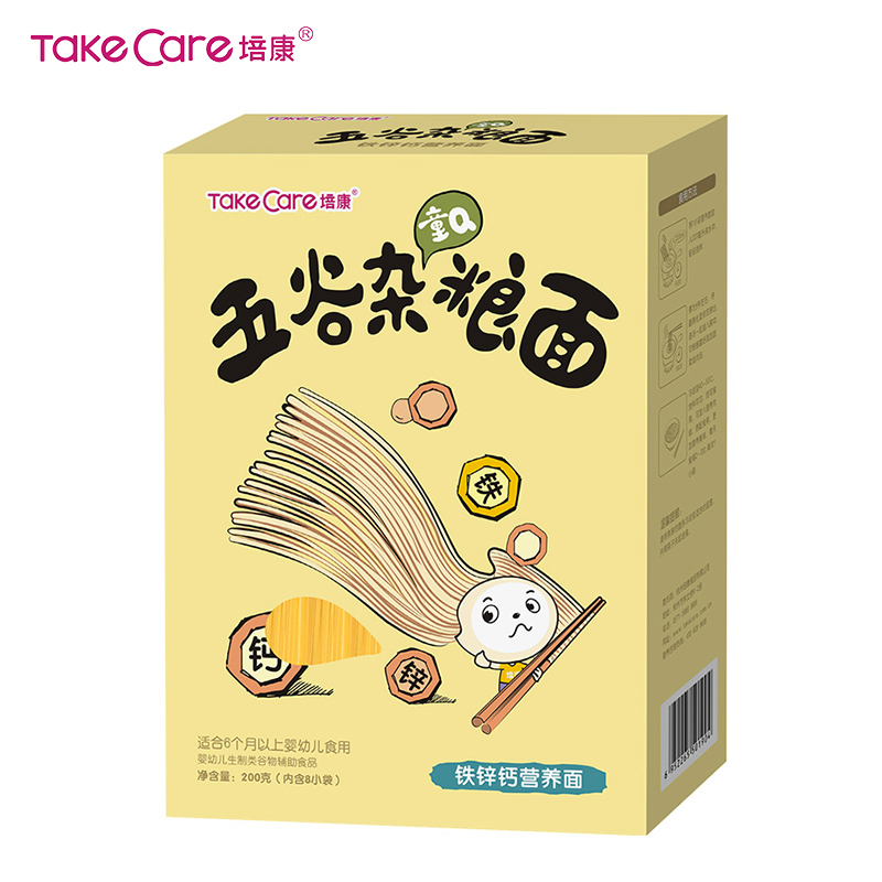培康(TakeCare) 面条 童Q铁锌钙五谷杂粮营养面面片类200g盒装 国产