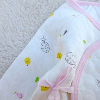 安笛贝乐品牌儿童通用宝宝粉色秋冬纯棉空气层保暖对襟内衣套装婴儿蓝色夹棉睡衣家居服59-66cm