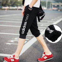 阿迪达斯NEO男裤2017秋季新款中长裤运动休闲透气七分裤BQ0805