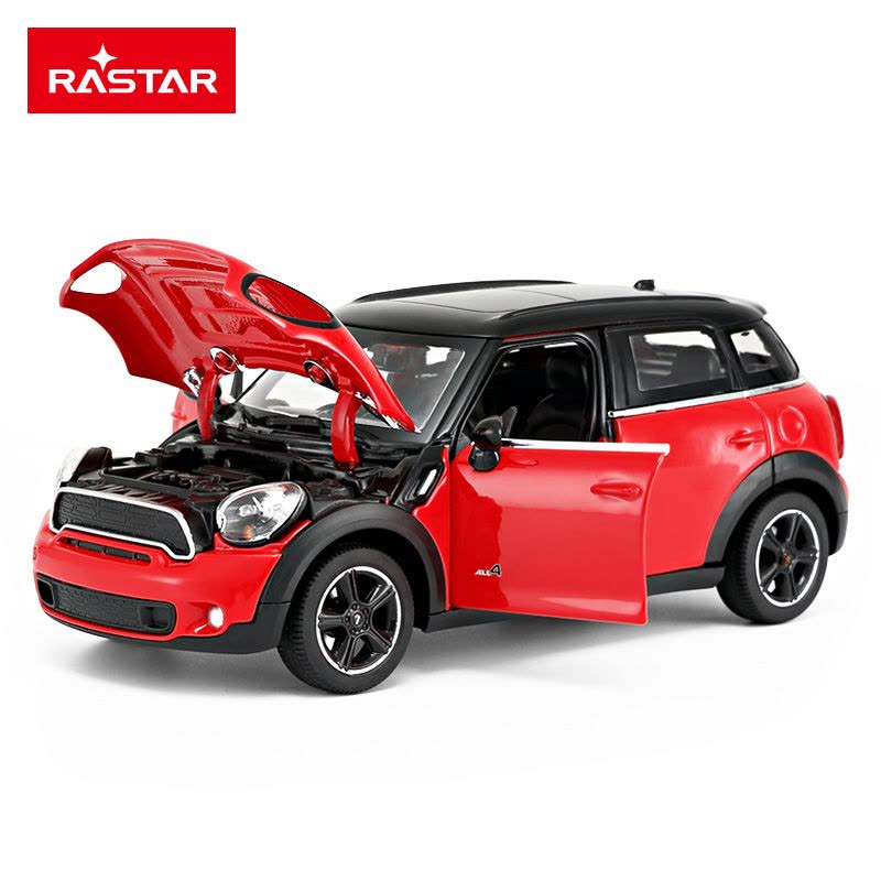 星辉(Rastar)宝马MINI合金汽车模型三开门1:24 男孩玩具车静态车模56400红色图片