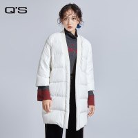 Q’S/秸熙女装2017冬装新款纯色开襟九分袖宽松茧型羽绒服JXE153