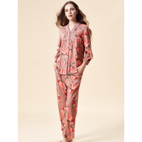 雅婷雅雯莫代尔棉质秋冬季开衫家居服套装睡衣女长袖居家中年妈妈