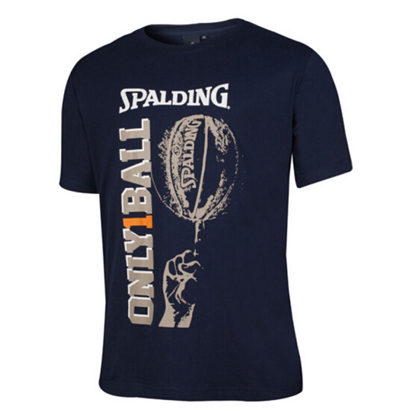 斯伯丁Spalding篮球服男款印花t恤运动休闲纯棉短袖圆领T恤20036