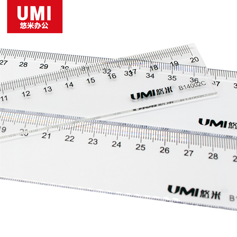 悠米透明塑料直尺 办公用品 ,30cmB14003C