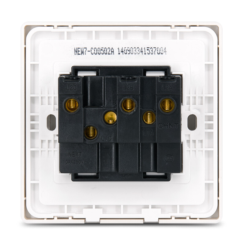 正泰CHNT 开关面板 三开单控墙壁电源开关插座 香槟金NEW7-C00502A高清大图
