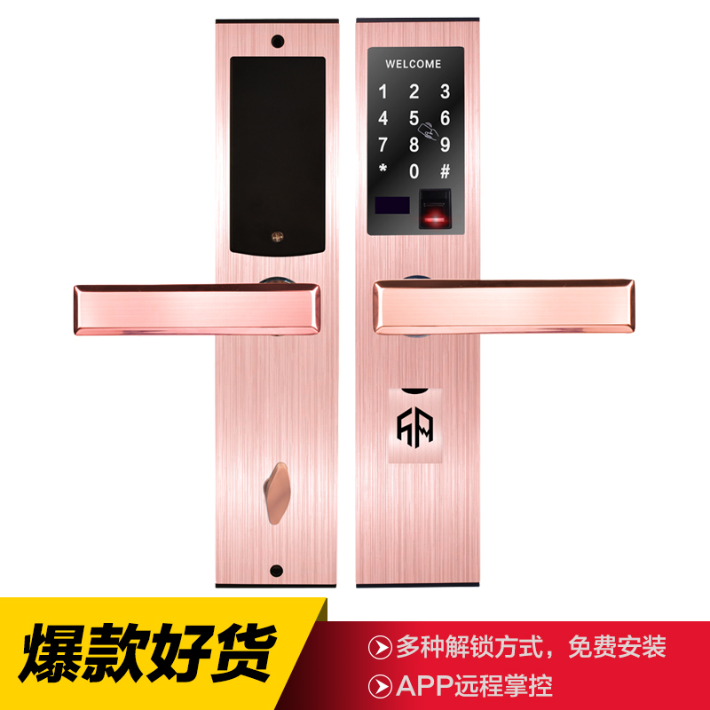 西默ximo万网物联 智能指纹锁家用防盗门锁 防爆远程报警电子锁密码锁大门防盗锁L1红古铜色(含安装)