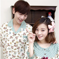 缔五季夏季情侣短袖睡衣纯棉质男士款女人卡通短裤家居服休闲春天套装