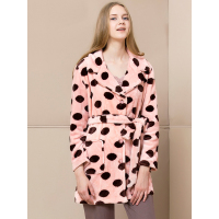 雅婷雅雯加厚珊瑚绒睡衣家居服女秋冬款长袖开衫睡袍加绒圆点居家服