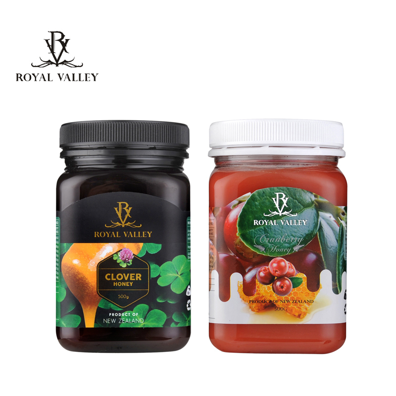 皇家维乐碧三叶草蜂蜜500g+蔓越莓蜂蜜500g 送礼盒