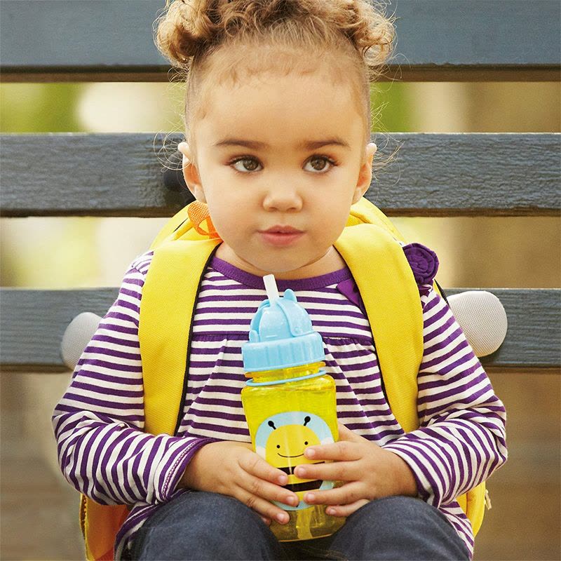 Skip Hop斯凯雷普动物系列TRITAN儿童学饮吸管杯密封防漏杯环保杯350ml 3-12岁 小蜜蜂款图片