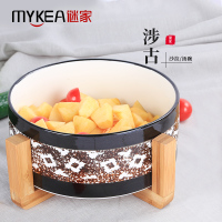 谜家 家用陶瓷一盘多用沙拉盘热汤巧克力蛋糕水果盘圆形盘木釉盘 摩卡系列