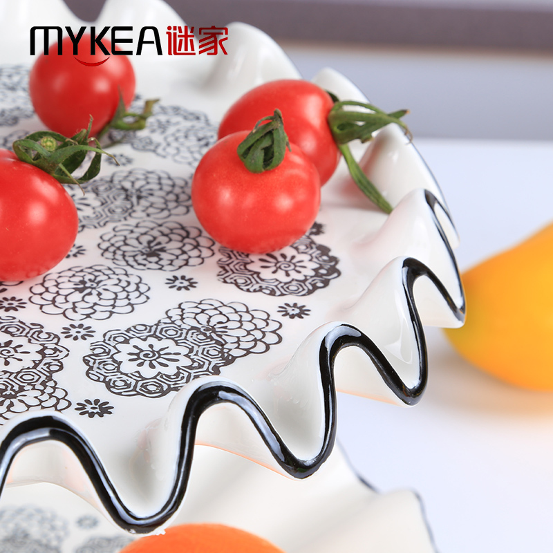 谜家陶竹水果点心盘现代客厅创意家用西餐厅沙拉碗糖果干果水果盘 青愫