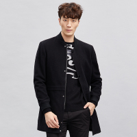 才子男装（TRIES）西服大衣 男2017秋冬棒球领纯色商务休闲西服大衣外套396640771