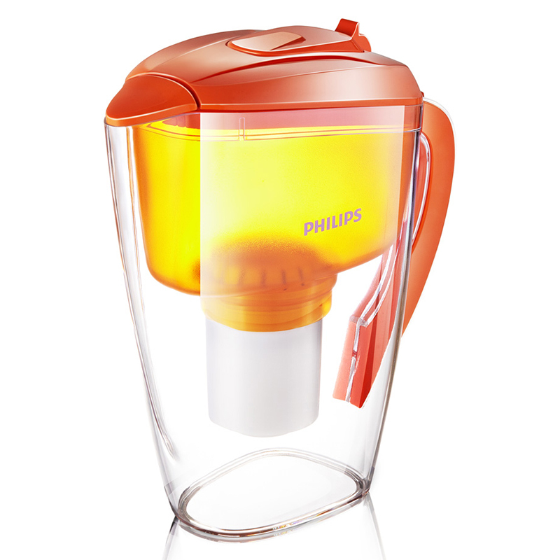飞利浦(PHILIPS)家用净水壶 净水器 双重过滤 2.5L橙色 WP3813
