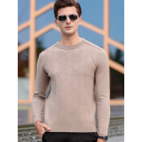 富贵鸟冬季纯羊毛衣休闲圆领纯色羊毛针织衫男FBSS7619