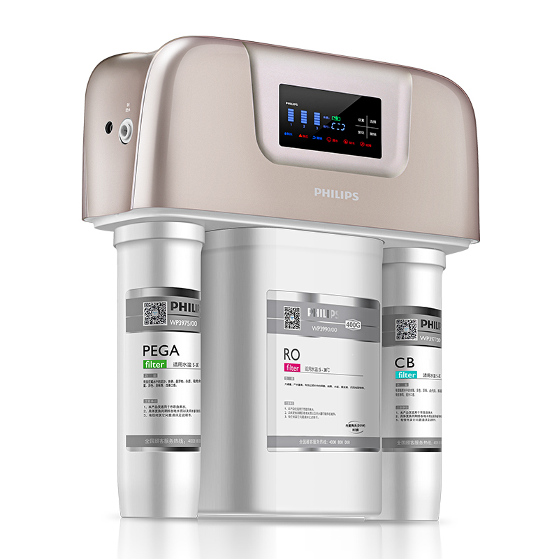 飞利浦(PHILIPS)家用净水器WP4187/01 智能提醒 400G即滤直饮 高效反渗透净水机