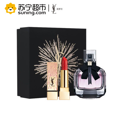 圣罗兰(YSL)爱在巴黎香水花火限量版礼盒（口红#01+反转巴黎女士香水50ml）圣诞香水季爱情的味道