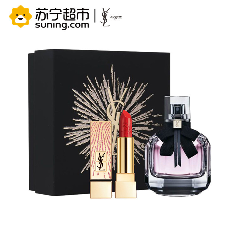 圣罗兰(YSL)爱在巴黎香水花火限量版礼盒（口红#01+反转巴黎女士香水50ml）圣诞香水季爱情的味道