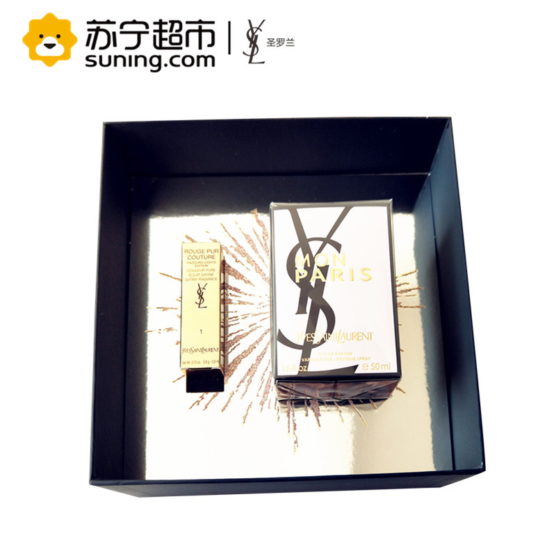 圣罗兰(YSL)爱在巴黎香水花火限量版礼盒（口红#01+反转巴黎女士香水50ml）圣诞香水季爱情的味道