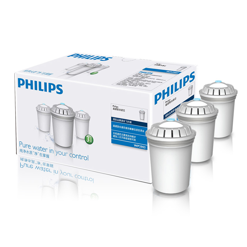 飞利浦(PHILIPS)家用净水器 净水壶 专用滤芯 原装替芯(3只装) WP3903/01