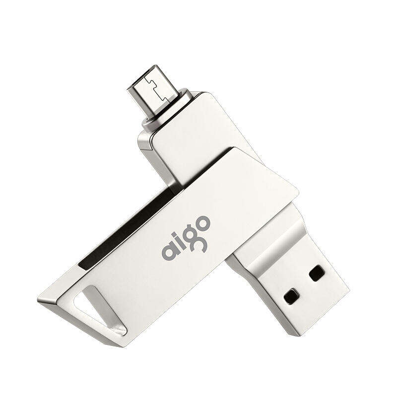 爱国者(aigo)16GB 高速MicroUSB USB3.0 双接口 手机U盘U385 OTG精耀系列 银色