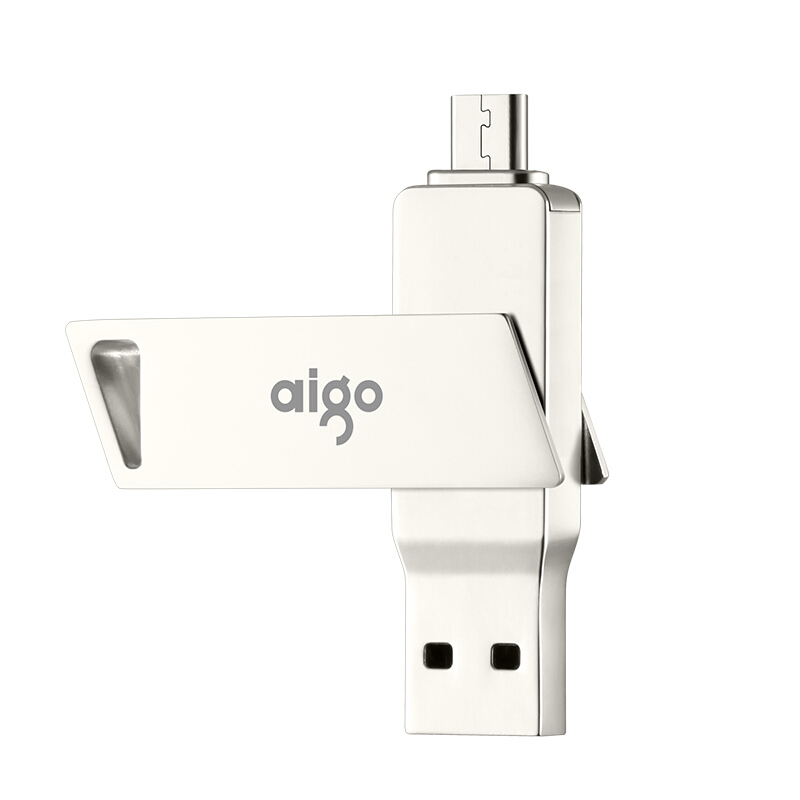 爱国者(aigo)16GB 高速MicroUSB USB3.0 双接口 手机U盘U385 OTG精耀系列 银色