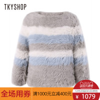 TKYSHOP秋冬皮草女2017冬季新款兔毛皮拼色长袖皮草外套