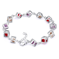 月印百川 魔方手链女款个性镀银方格手饰